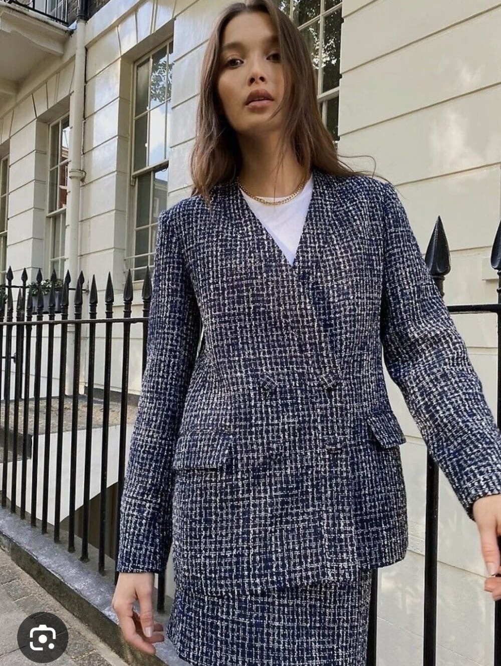 ARITZIA BABATON I US 2 (S) Kilburn Tweed Double Breasted Blazer Cardigan I blue